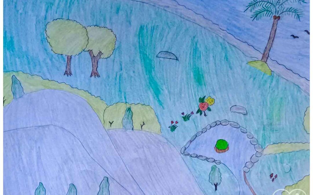 Eben 13 years old from Laindatatang draws the world according to him