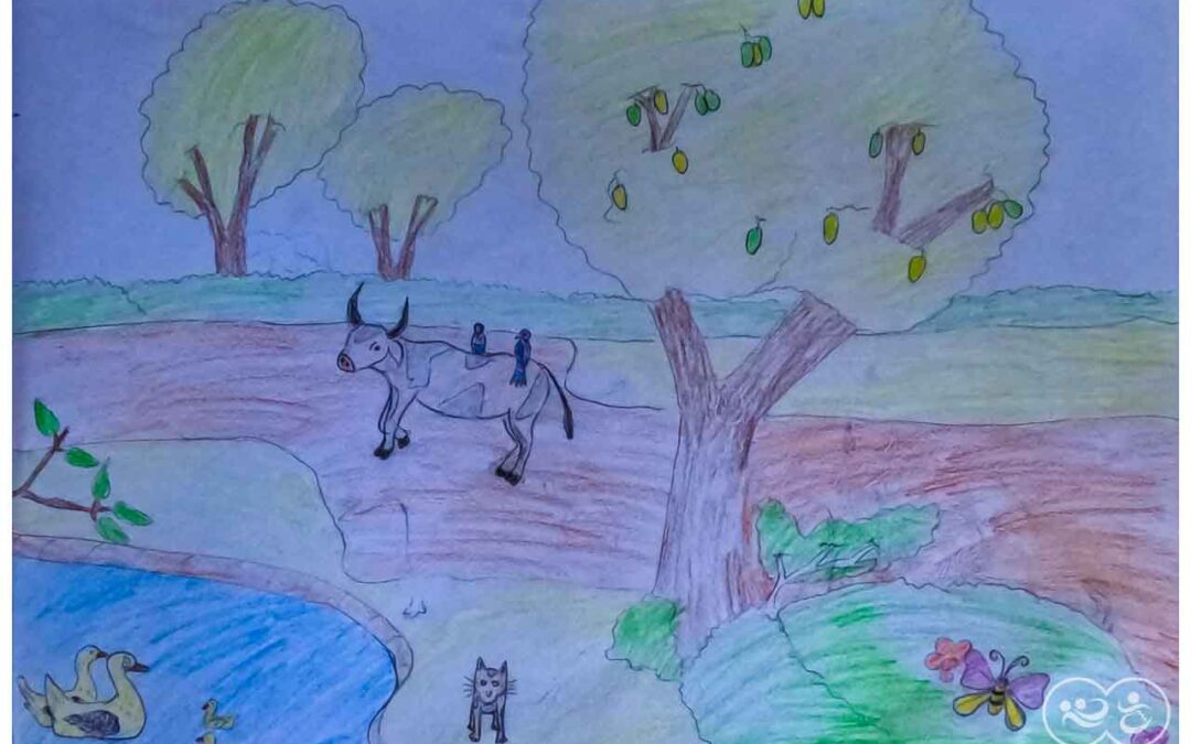 Eben 13 years old from Laindatatang draws the world according to him