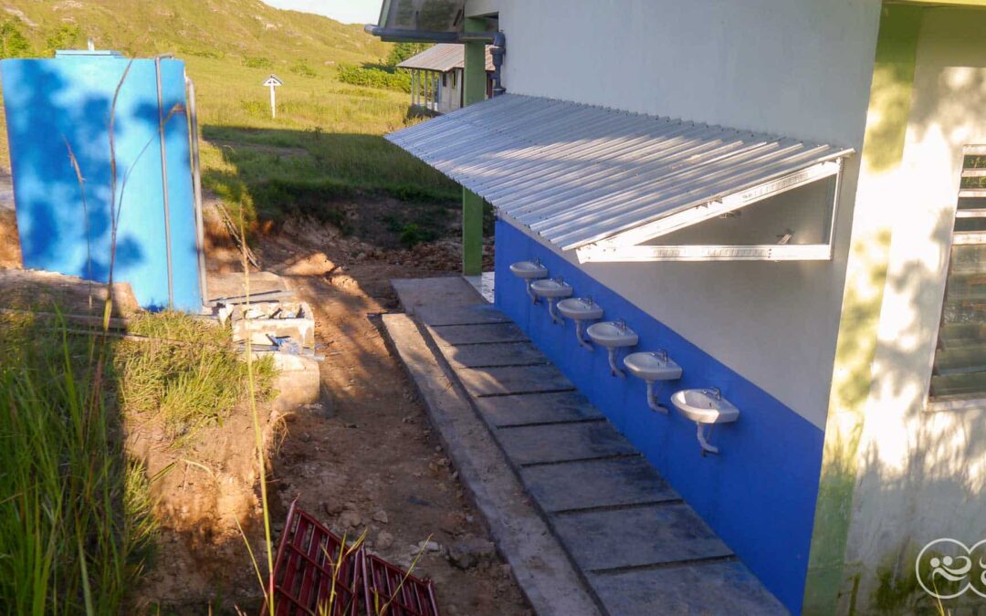 Handwashing station at Laindatang school