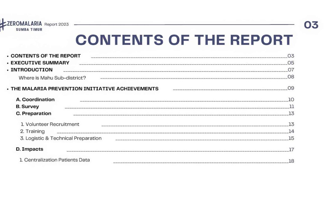 Zero Malaria Program – Activity and work report