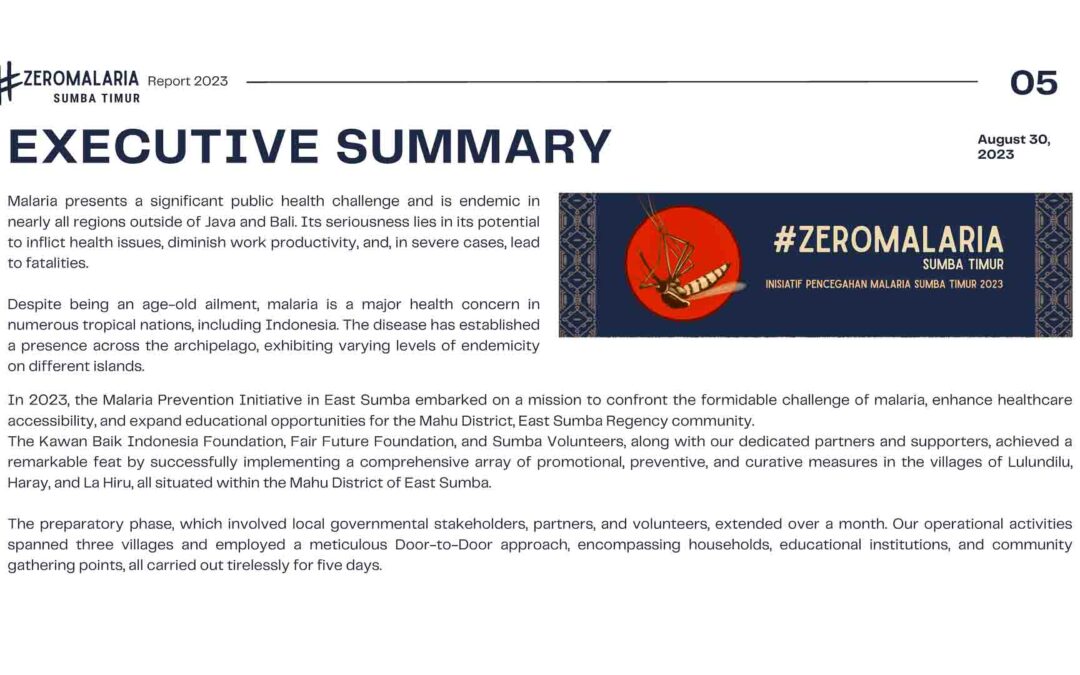 Zero Malaria Program – Activity and work report